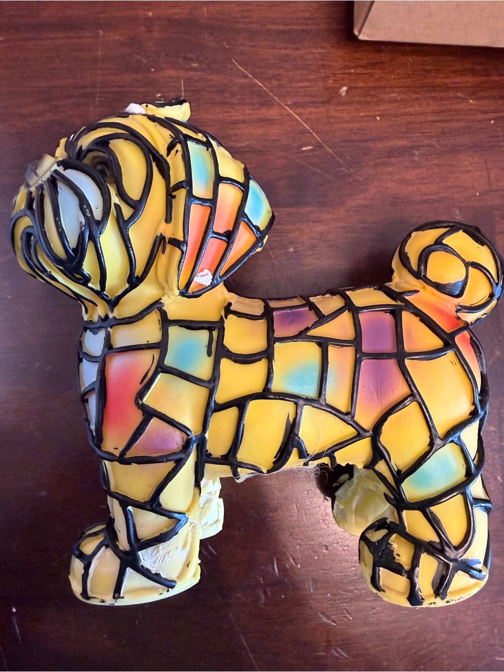 Yellow Mosaic Dog light up decor